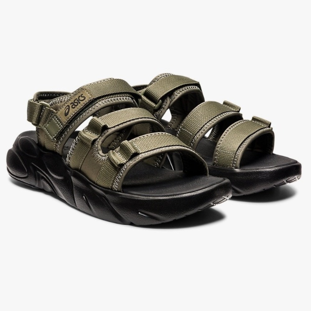 *Asics Gel Bondal Mens 9/ Womens 10.5 Mantle Green Black Strappy Utility Sandals